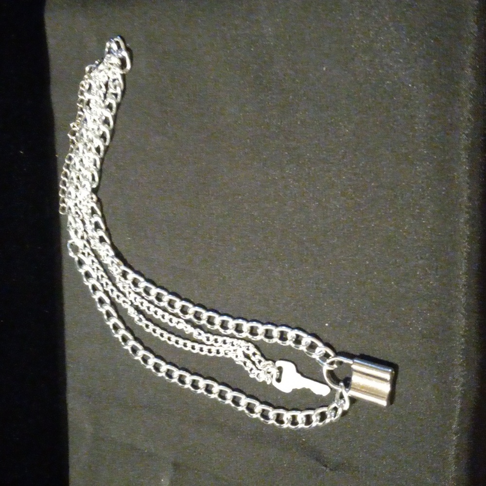 Silver Tone double layer lock and key